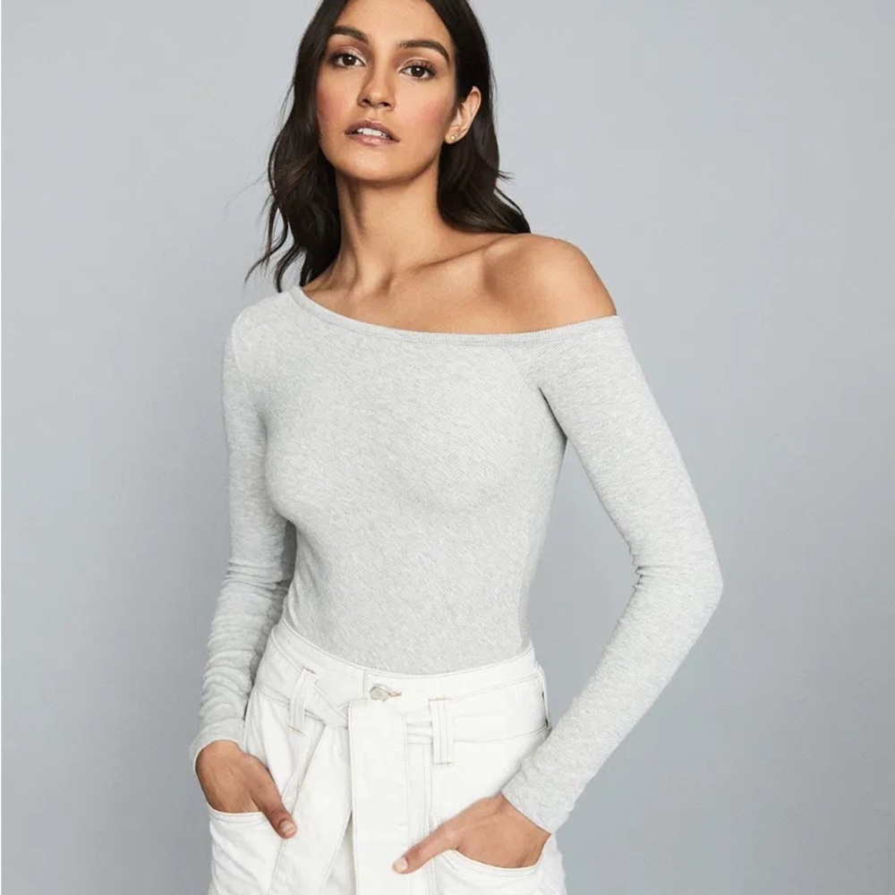 REISS Jessie Ribbed-Knit Bodysuit